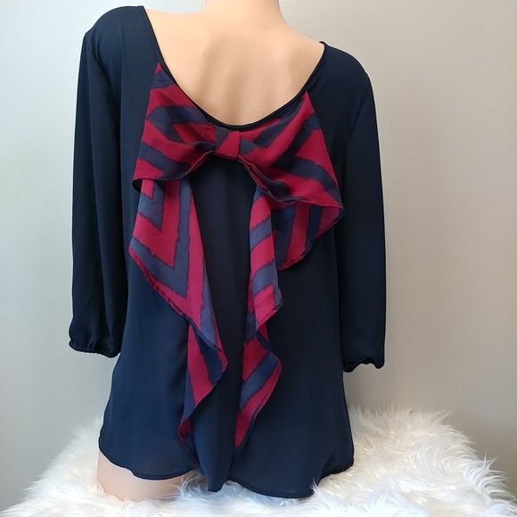 Charming Charlie Tops - Charming Charlie Back Chevron Bow Dress Top L